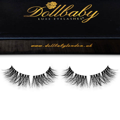 'First Class' Pre-Cut Demi Wispies Lashes - Clear Lash Band Dollbaby London Dollbaby London Eyelashes