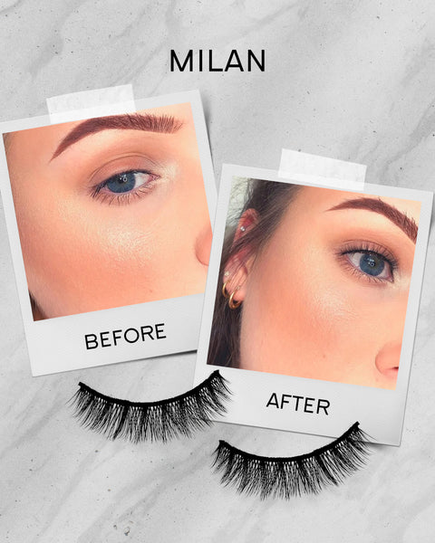 'Milan' Strip Eyelashes (Non Magnetic) Light & Natural Dollbaby London Dollbaby London Eyelashes