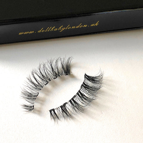 'Marbella' Strip Faux Mink Eyelashes (Non-Magnetic) - Clear Band Wispies Dollbaby London Dollbaby London Eyelashes