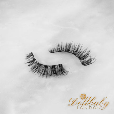 'Marbella' Strip Faux Mink Eyelashes (Non-Magnetic) - Clear Band Wispies Dollbaby London Dollbaby London Eyelashes